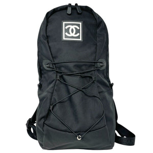 CHANEL Sport Vintage 2004 CC Mark Logo Backpack Black White Nylon Leather Zip