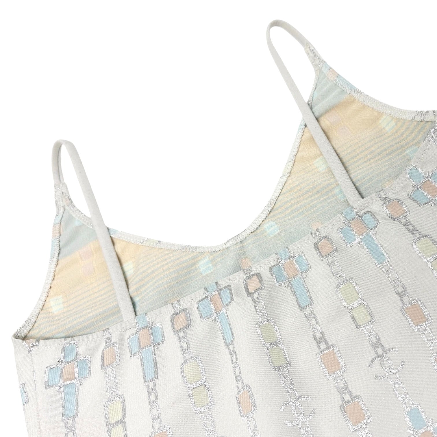 CHANEL Vintage 07C CC Mark Logo Glitter Camisole Top #36 Gray Silver Polyester
