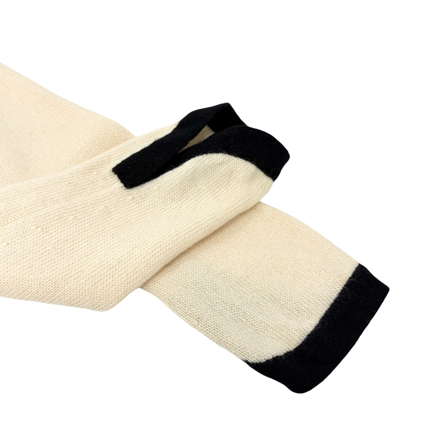 CHANEL Vintage 02A CC Cashmere Knit Cardigan Sweater Top #42 Cream 106911