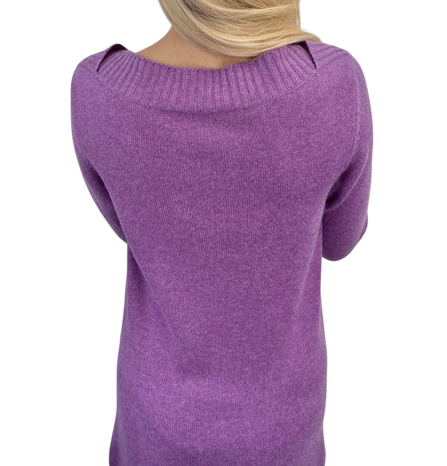 CHANEL Vintage P44445 CC Turnlock Logo Sweater Dress #34 Cashmere Purple Silver