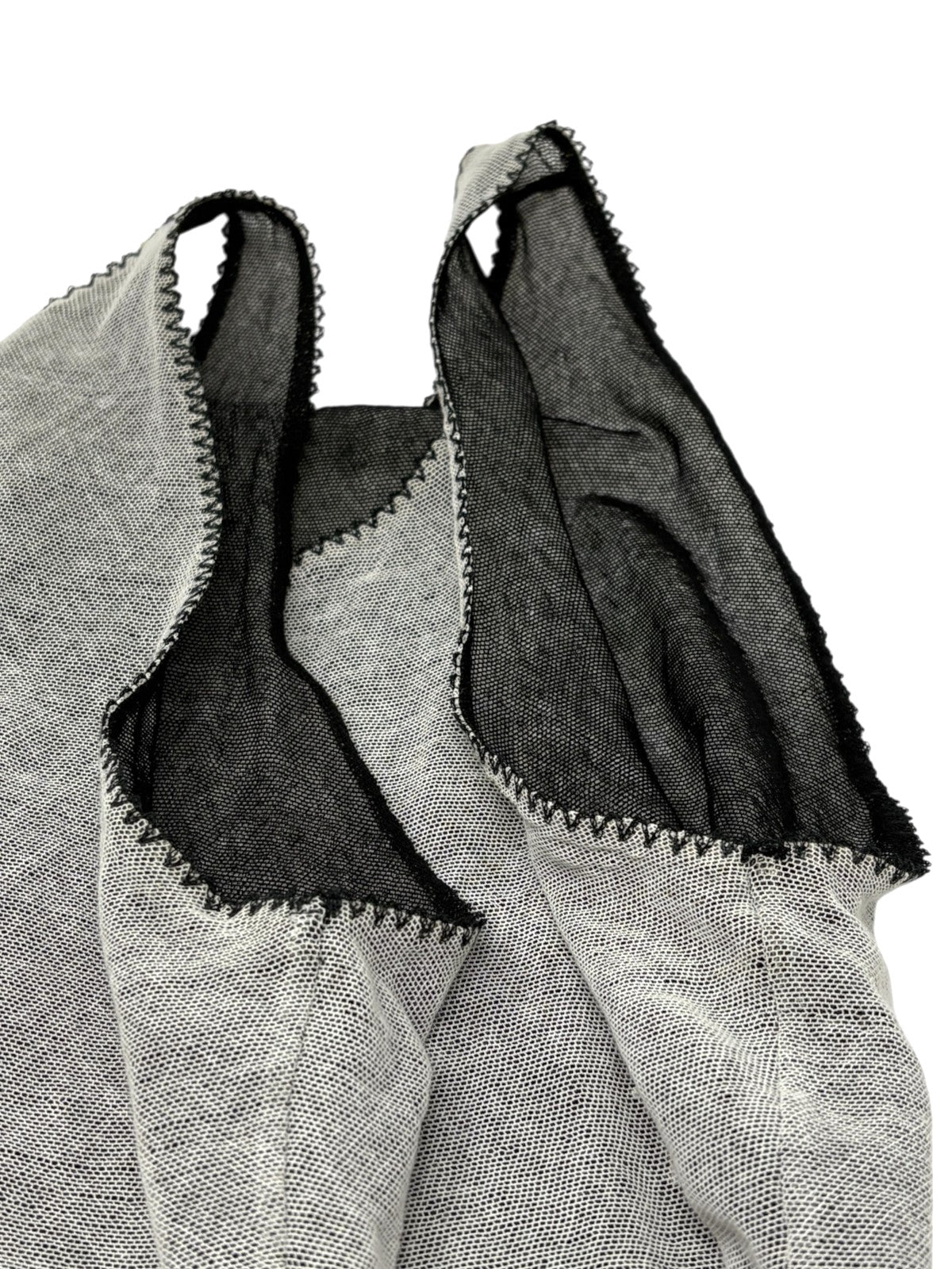 CHANEL Vintage 04P CC Logo Mesh See-through Tank Top #38 Gray White Cotton