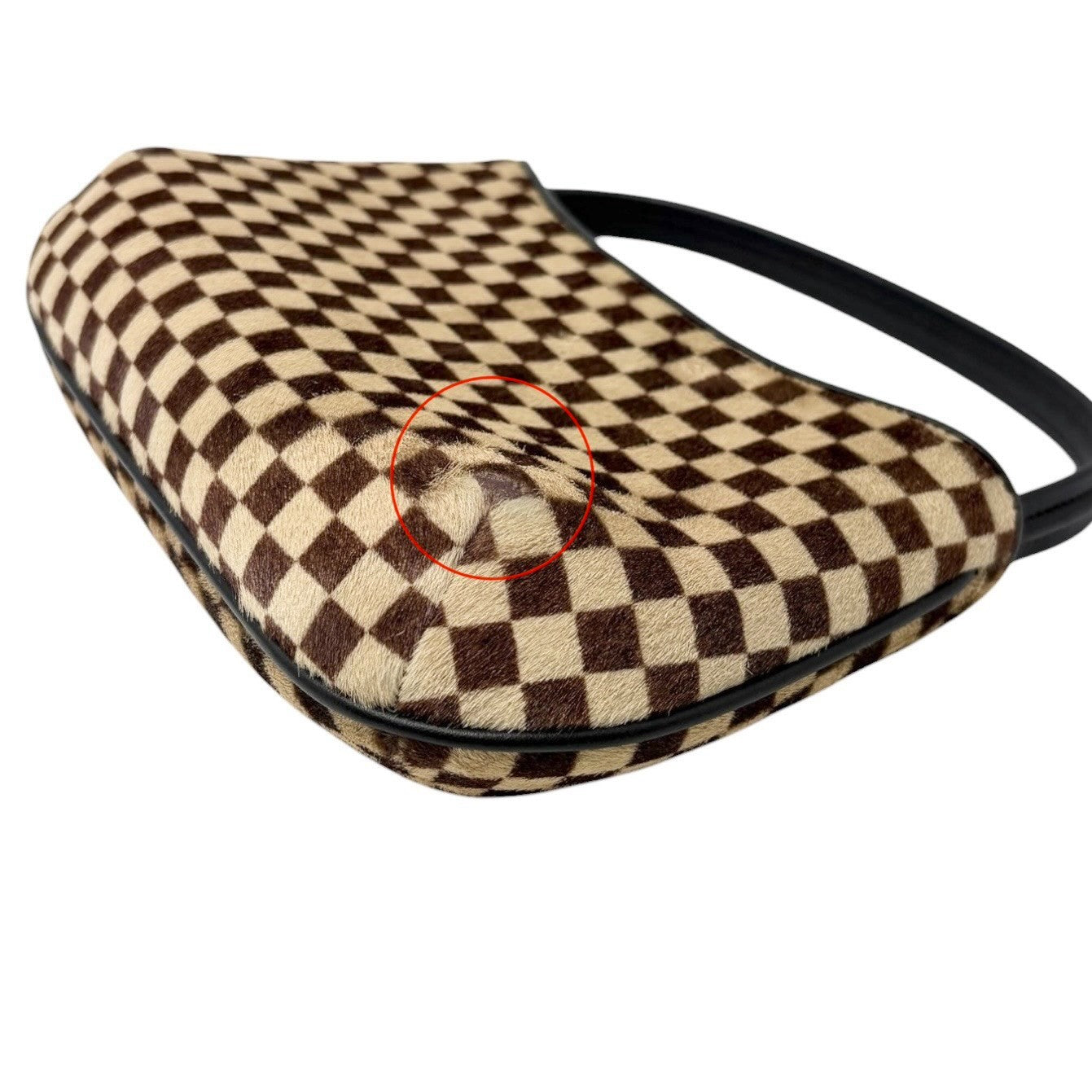 LOUIS VUITTON Vintage Damier Sauvage Tigre Pony Calf Hair Mini Bag Brown Beige