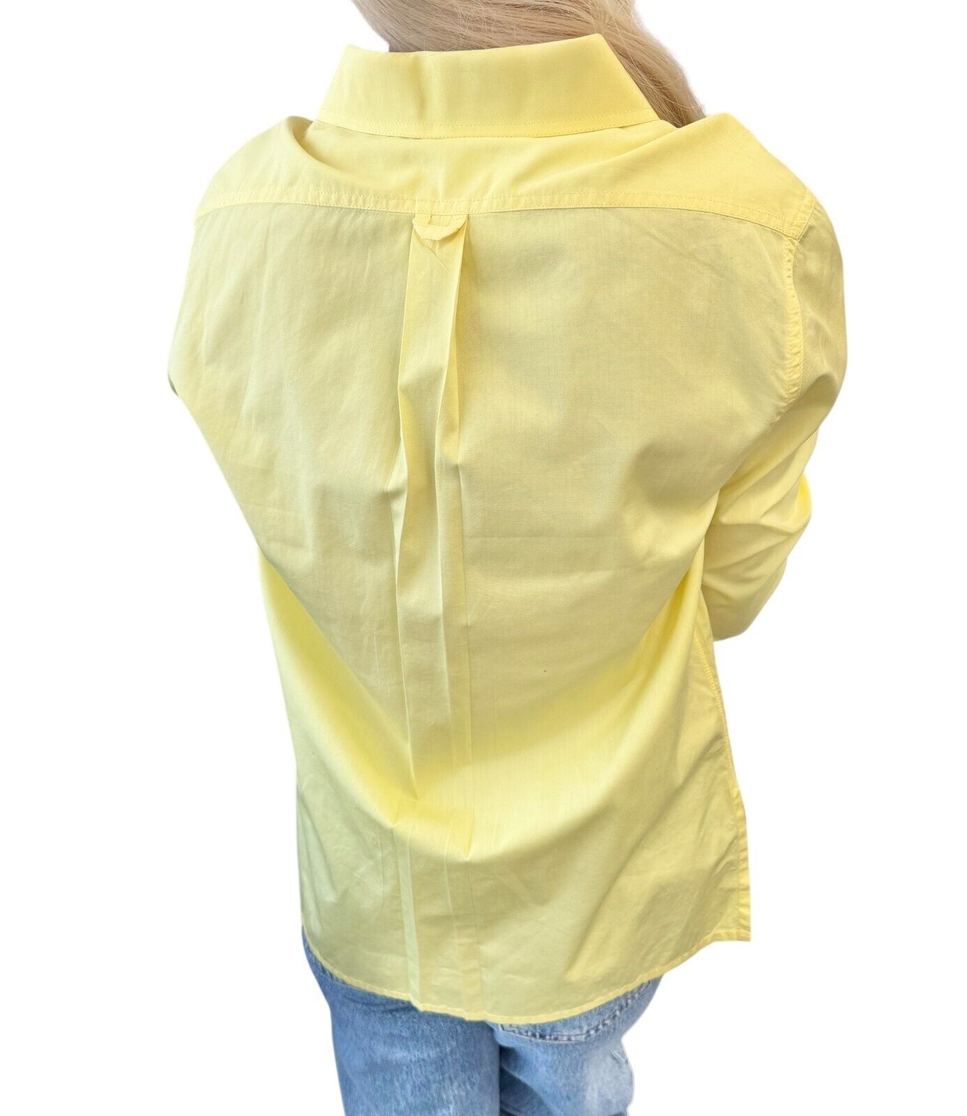 CHANEL Vintage PO4946 CC Mark Logo Shirt Top #36 Button Up Yellow Gold Cotton