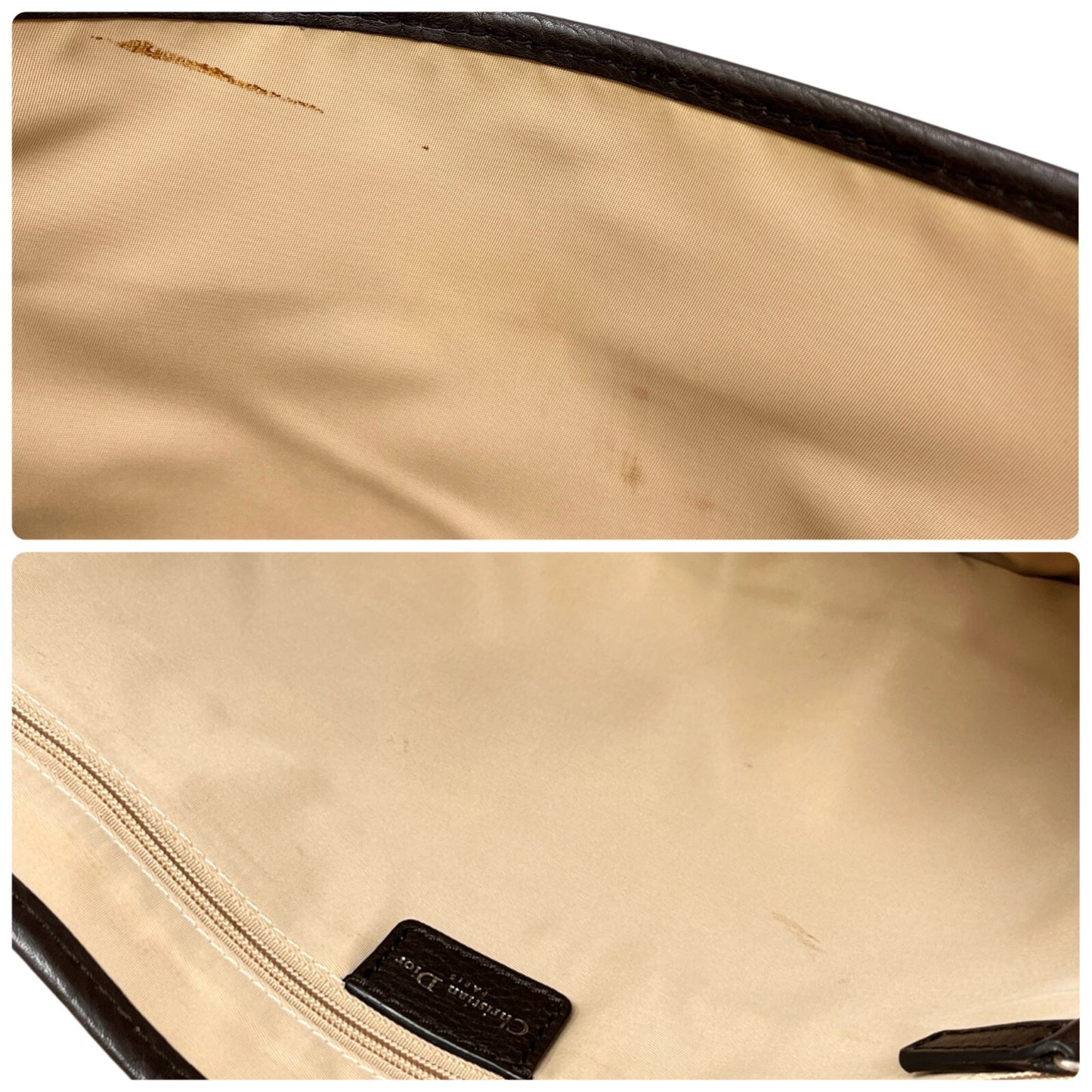 Christian Dior Vintage Trotter Monogram Crossbody Shoulder Bag Beige Canvas
