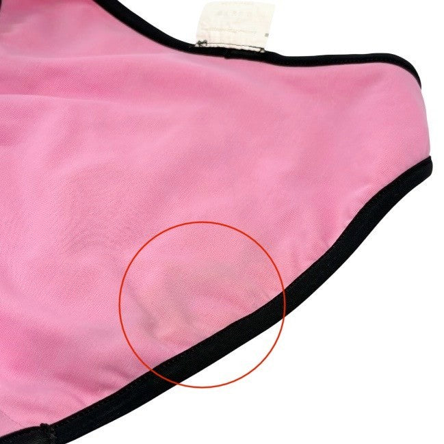 CHANEL Vintage 95P Matelasse Swimwear Bikini Set #36 Pink Black Nylon