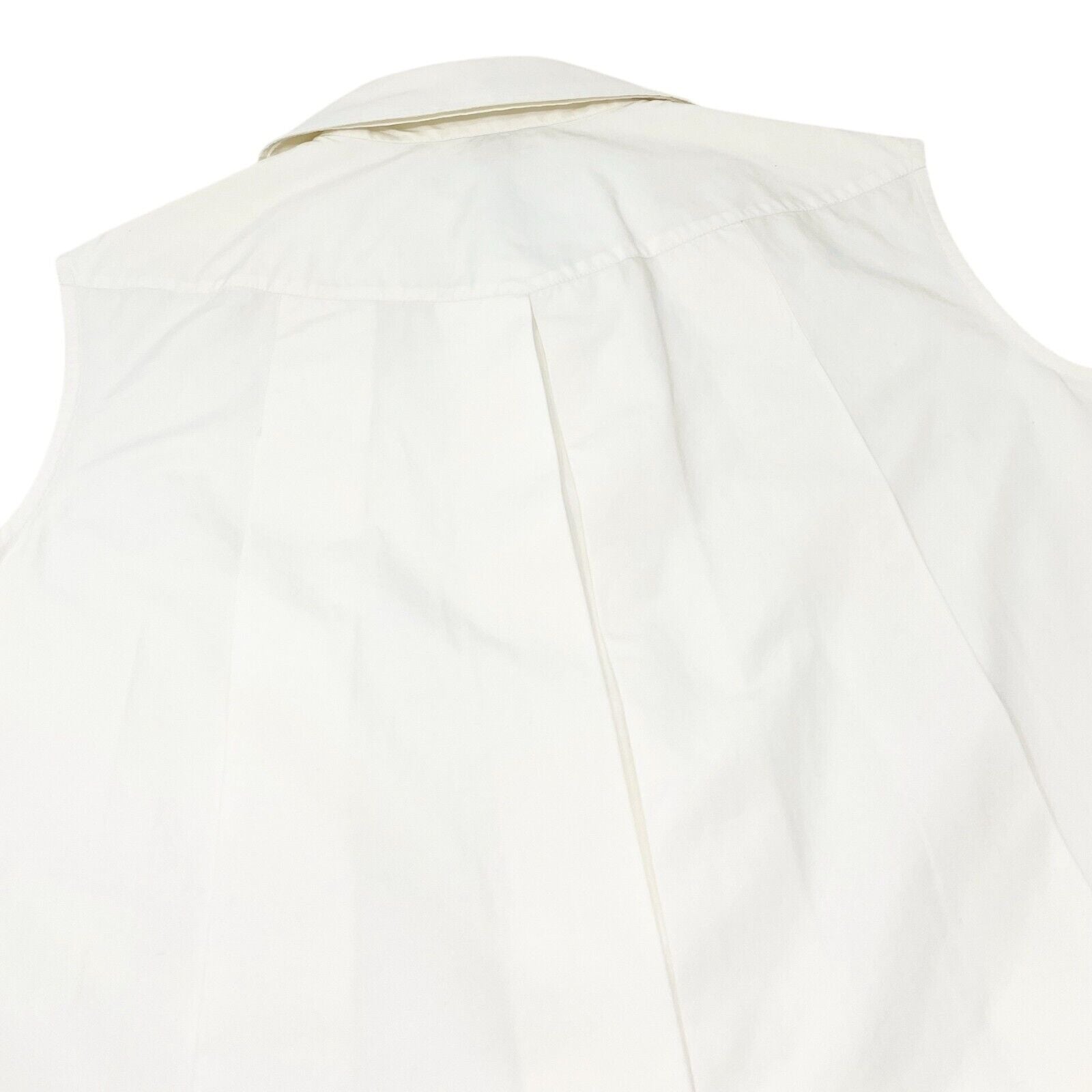 CHANEL Vintage CC Mark Logo Button Up Sleeveless Shirt Top White Gold Cotton