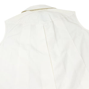 CHANEL Vintage CC Mark Logo Button Up Sleeveless Shirt Top White Gold Cotton