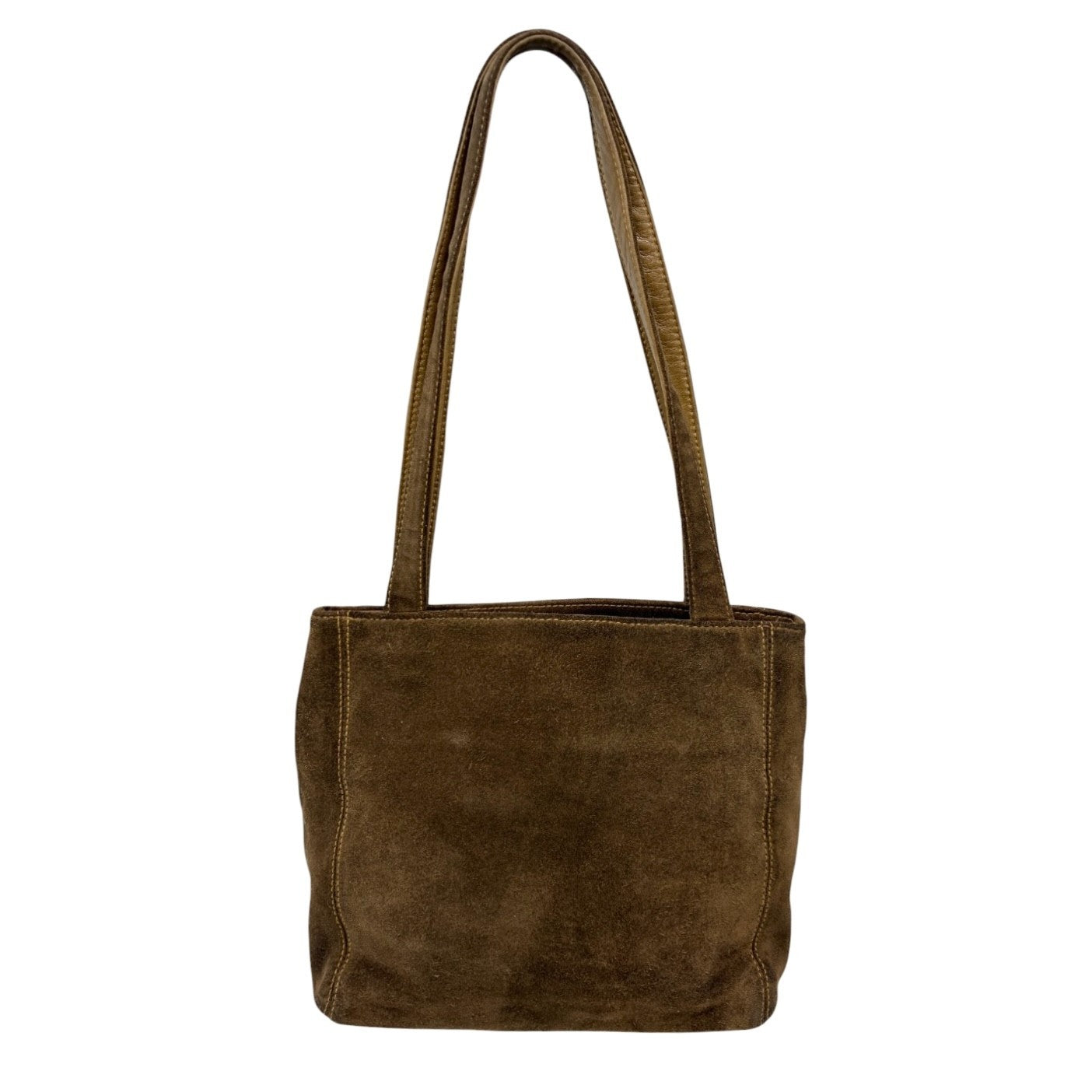 CHANEL Vintage CC Logo Stitch Suede Shoulder Tote Bag Brown Beige 902208