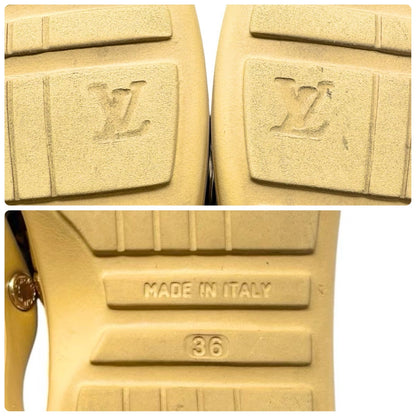 LOUIS VUITTON Vintage Monogram Rubber Slide Sandals #36 Brown Beige 902544