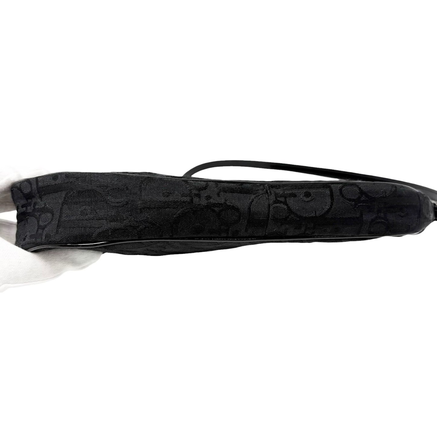Christian Dior Vintage Trotter Monogram Mini Saddle Bag Black Canvas 902264