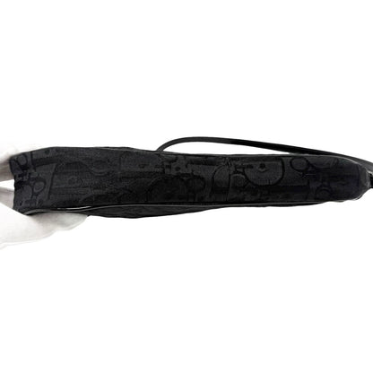 Christian Dior Vintage Trotter Monogram Mini Saddle Bag Black Canvas 902264