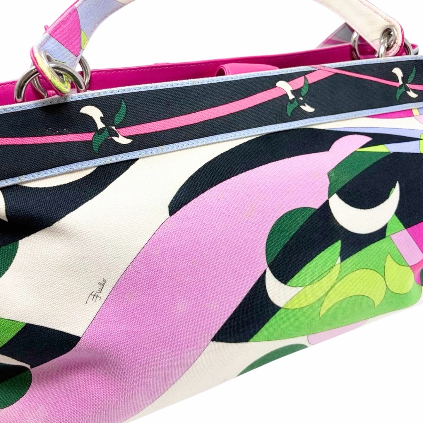 EMILIO PUCCI Vintage Logo Geometric Multicolor Tote Bag Pink  902039