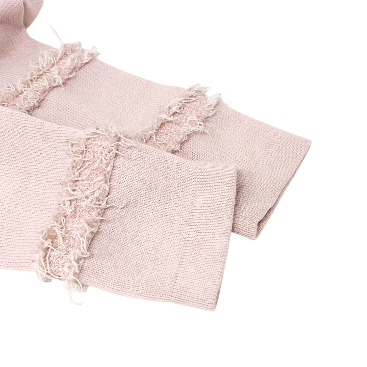 CHANEL Vintage 09A Logo Long Cardigan Top Sweater ＃40 Pink Cashmere Knit Tweed