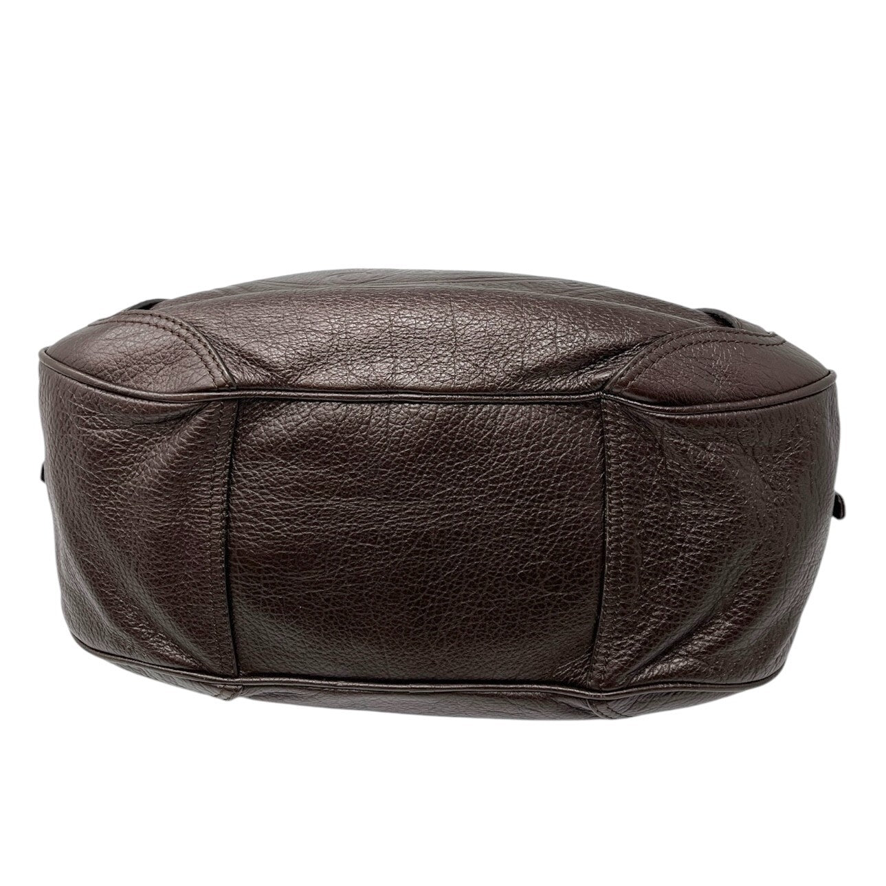 CELINE Vintage Macadam Big Logo Tote Bag Brown Gold Leather Nylon Zip