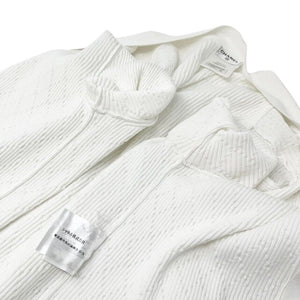 CHANEL Vintage 13P CC Mark Logo Knit Cardigan #36 White Cream Cotton Button