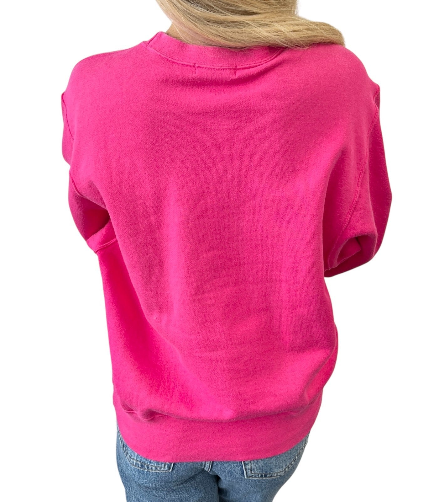 Yves Saint Laurent Vintage Embroidered YSL Logo Sweatshirt Top #M Pink