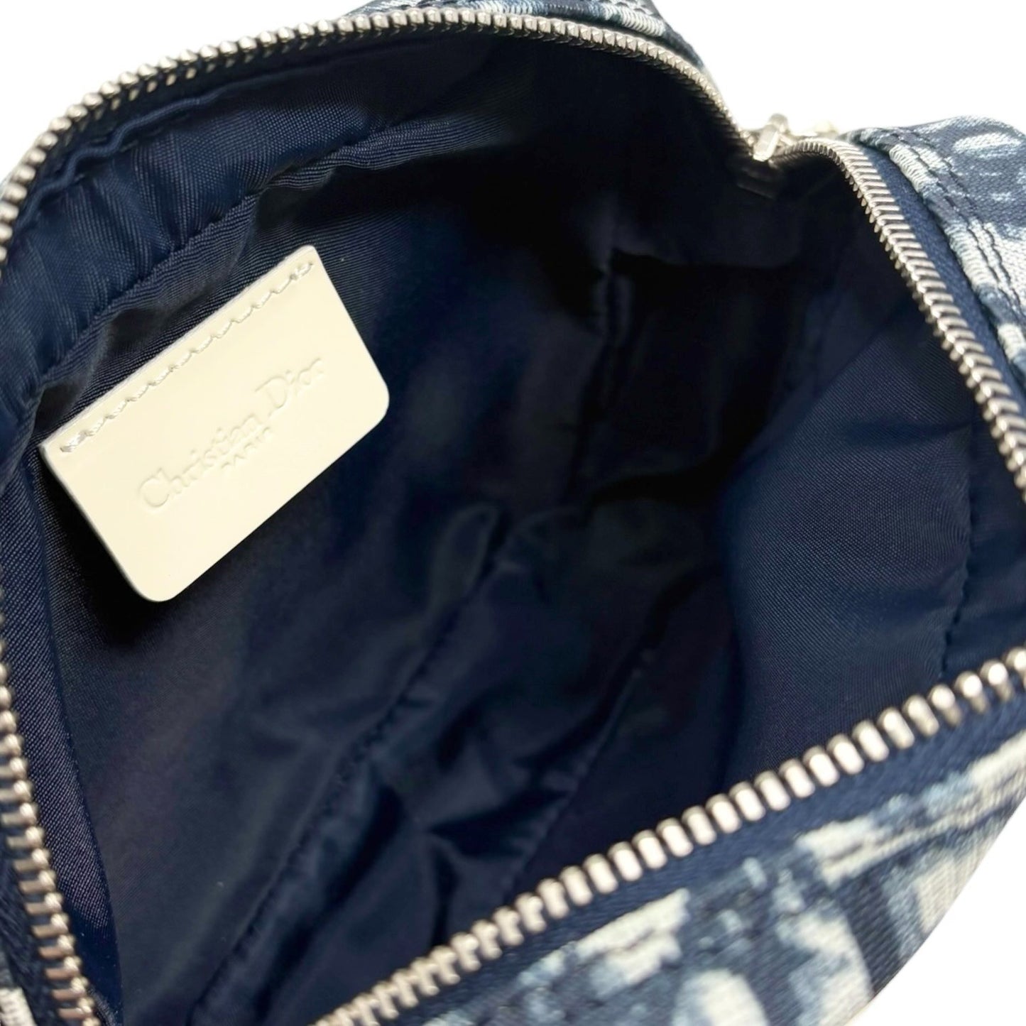 Christian Dior Vintage 2003 Trotter Monogram No.1 Zip Pouch Blue White PVC