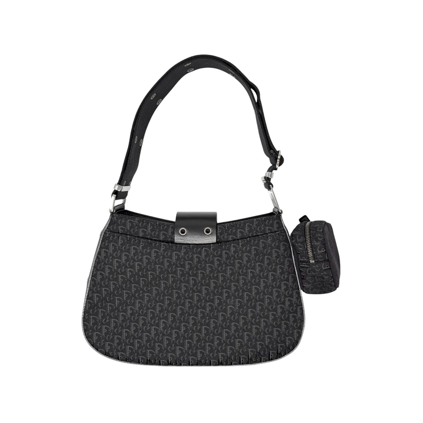 Christian Dior Vintage Street Chic Trotter Monogram Shoulder Bag Black 902443