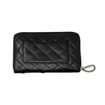 CHANEL Vintage Cambon Line CC Logo Quilted Wallet Black Pink Leather  902229