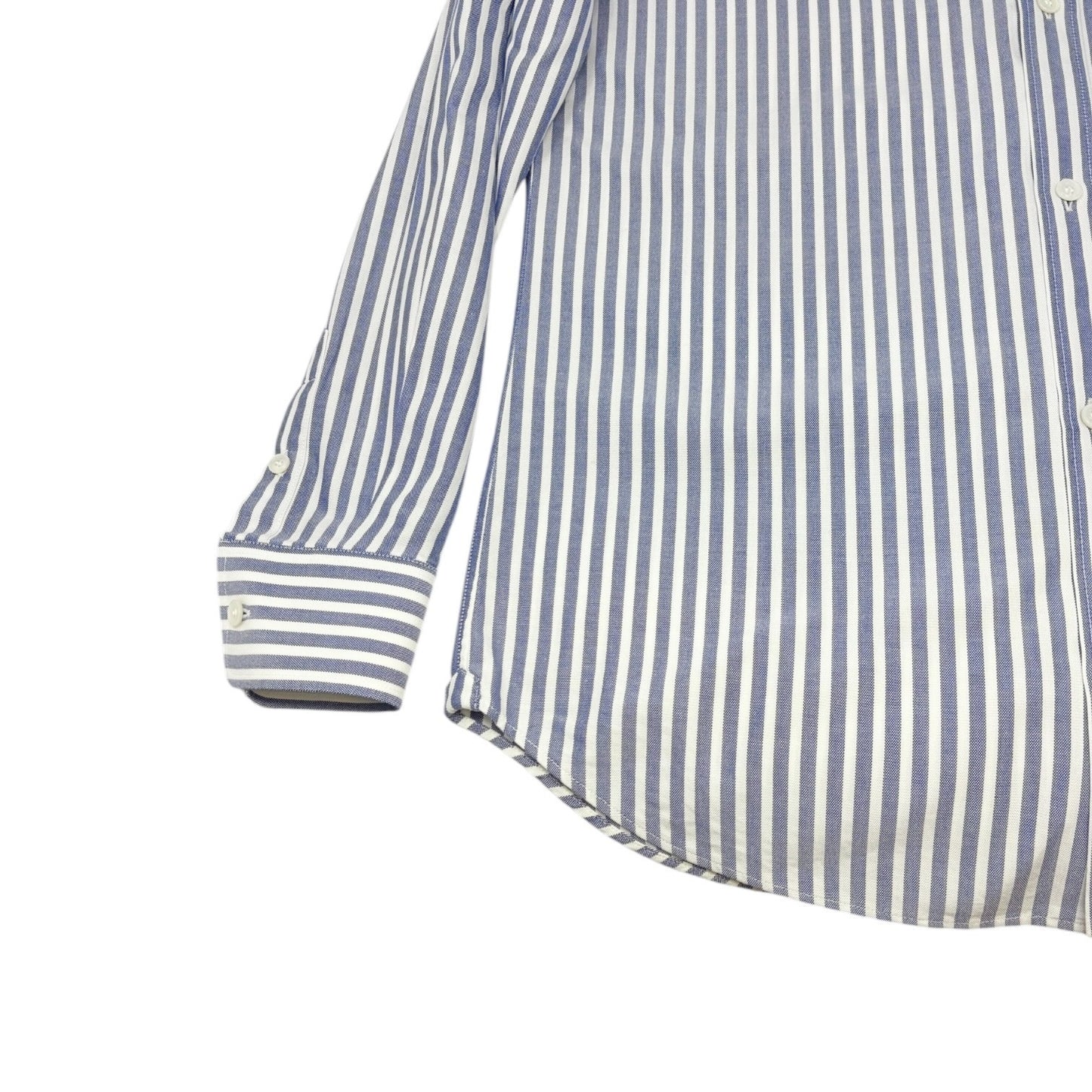 CELINE Triomphe Logo Stripe Button Up Shirt Long Sleeve #36 Blue White Cotton