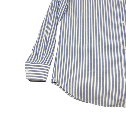 CELINE Triomphe Logo Stripe Button Up Shirt Long Sleeve #36 Blue White Cotton