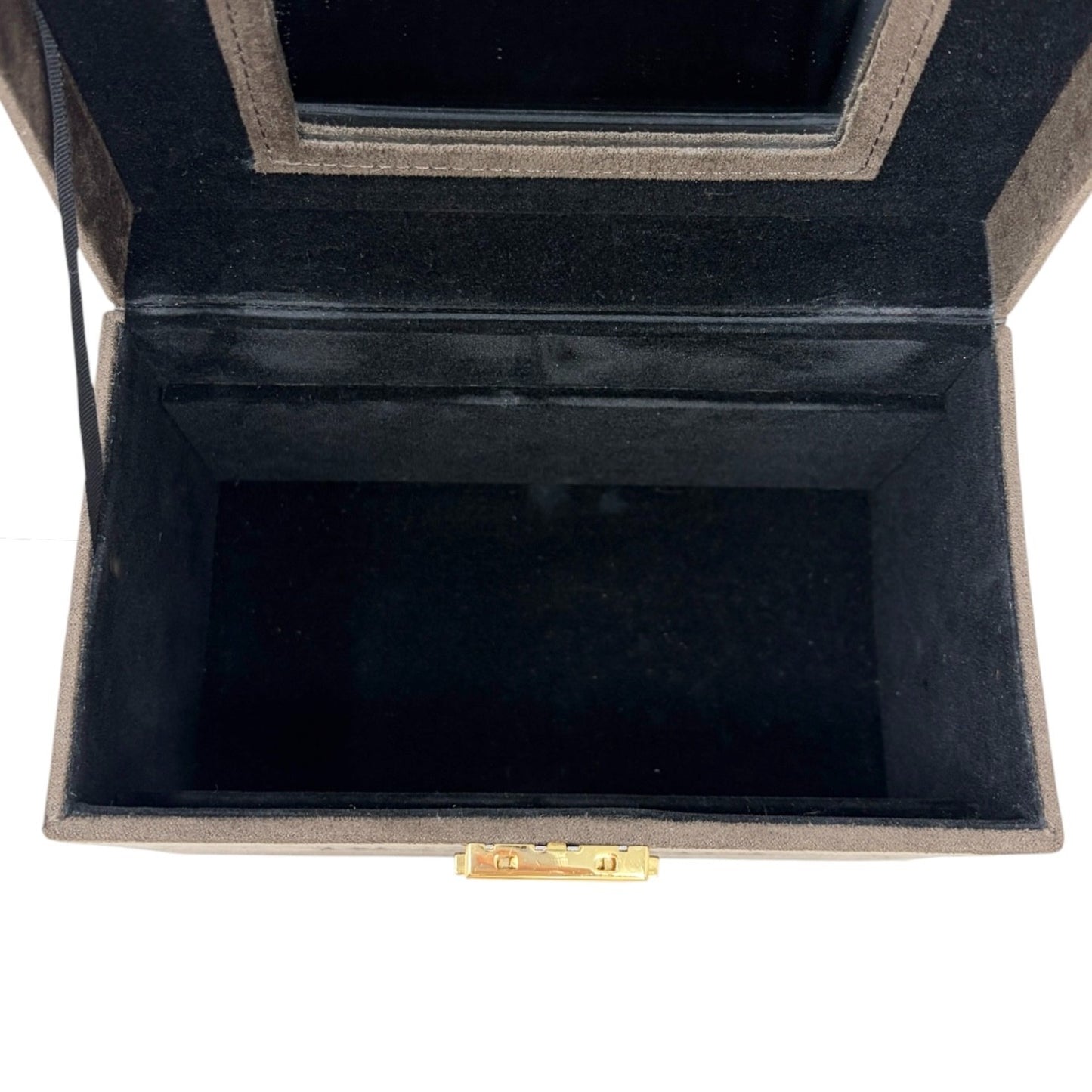 Yves Saint Laurent Vintage YSL Logo Suede Vanity Box Bag Brown Gold 901820