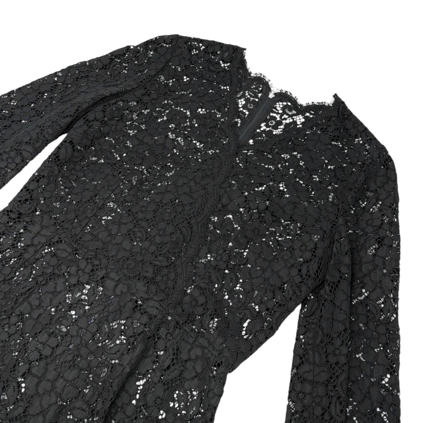 DOLCE&GABBANA Vintage Midi Floral Lace Camisole Dress #44 Black Cotton