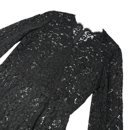 DOLCE&GABBANA Vintage Midi Floral Lace Camisole Dress #44 Black Cotton