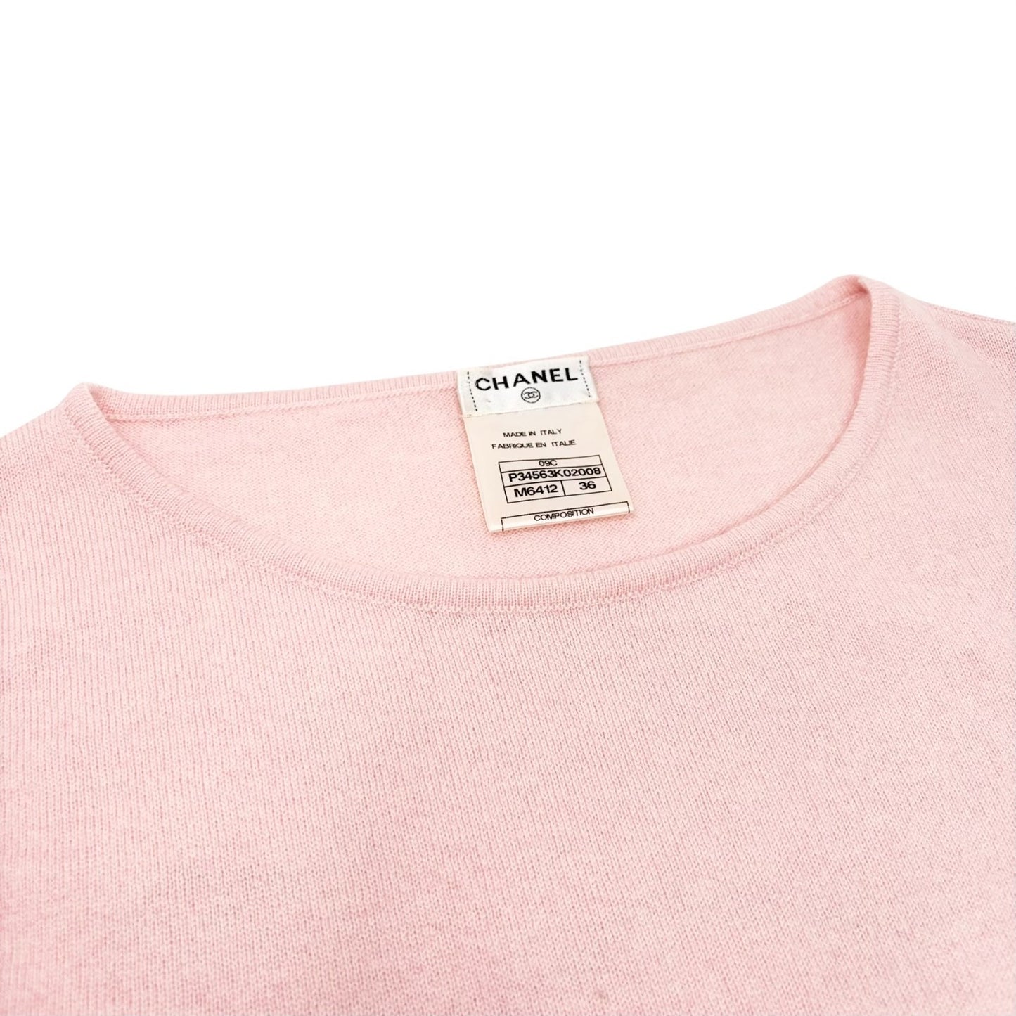 CHANEL Vintage 09C CC Heart Motif Cashmere Knit Tank Top #36 Pink 901824