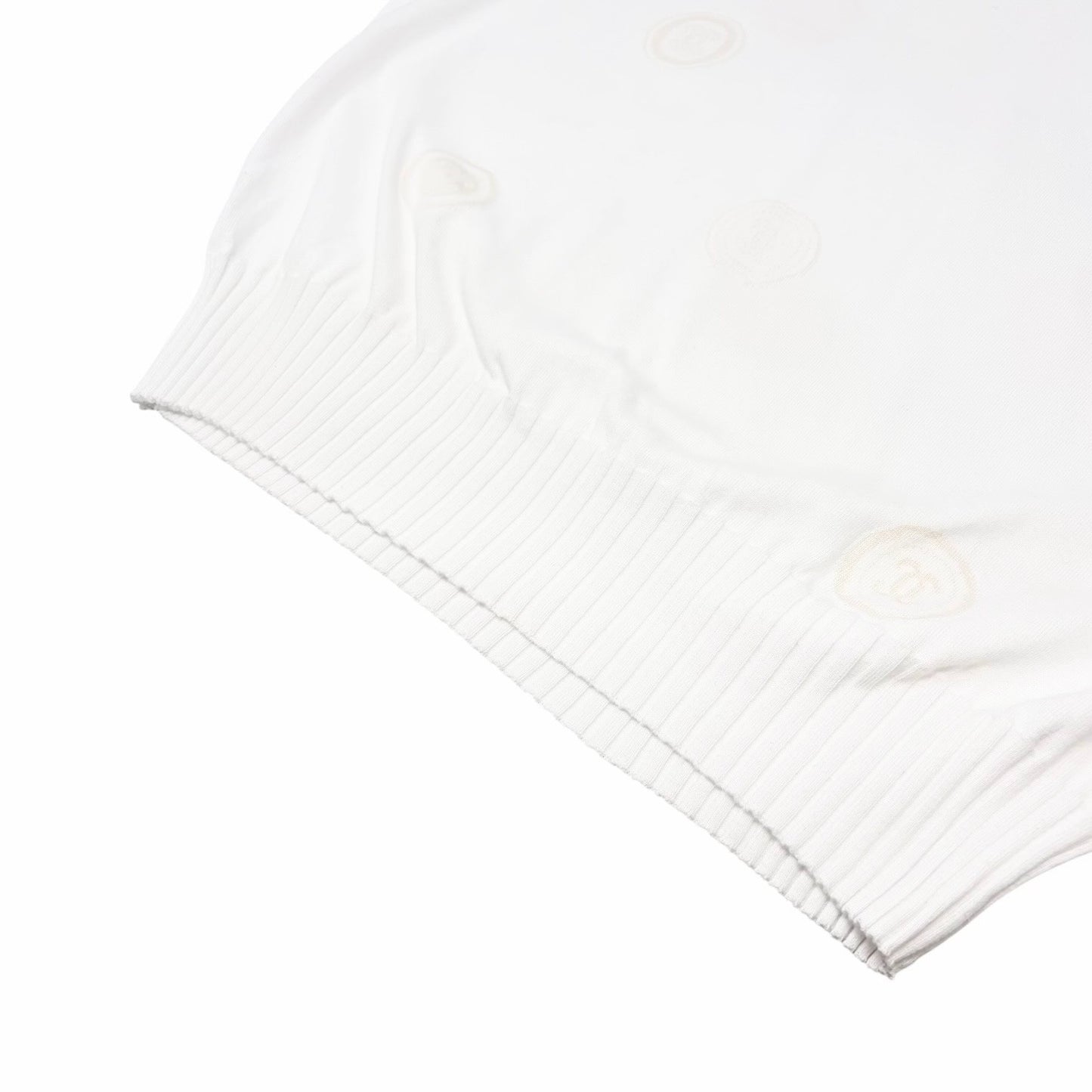 CHANEL Vintage 01P CC Logo Stamp Knit Sweater Top #46 White Pullover  902032