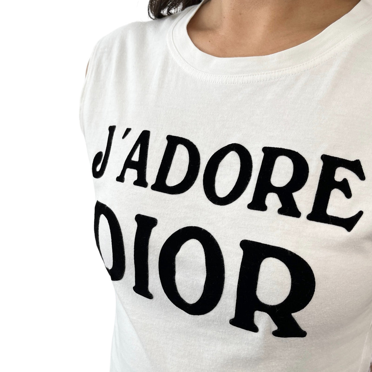 Christian Dior Vintage 2002 J'ADORE Logo Tank Top White Black 902491
