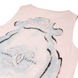 CHANEL Vintage 09C Miami Cruise Printed Knit Tank #36 Top Pink Cashmere Rank AB