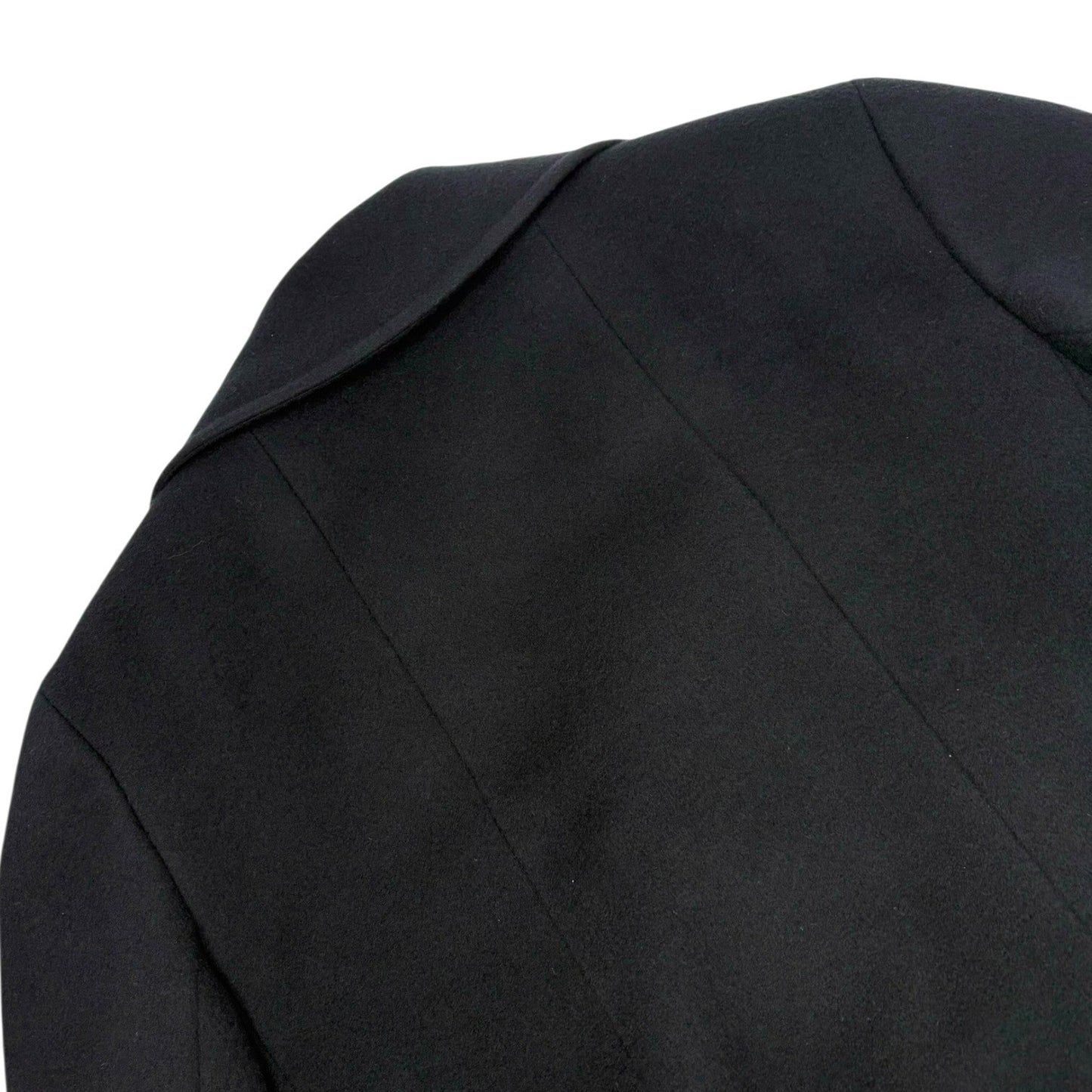 CHANEL Vintage CC Logo Button Cashmere Coat Jacket Belt Black Gold