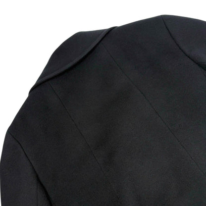 CHANEL Vintage CC Logo Button Cashmere Coat Jacket Belt Black Gold