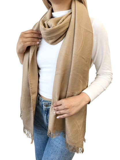 HERMES Vintage H Logo Cashmere New Libris Shawl Scarf Wrap Beige Silk 902845
