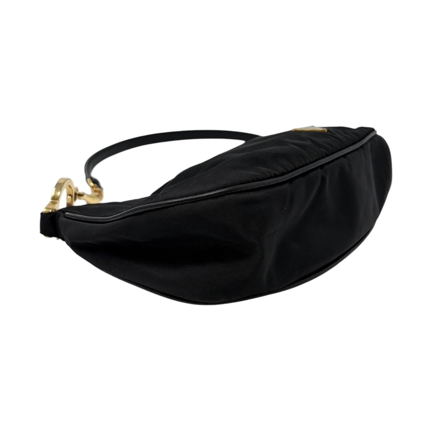 PRADA Vintage Mini Shoulder Nylon Bag Handbag Pochette Black Silver Logo 902252