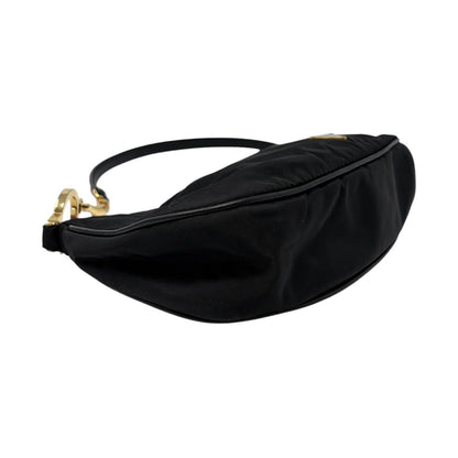PRADA Vintage Mini Shoulder Nylon Bag Handbag Pochette Black Silver Logo 902252