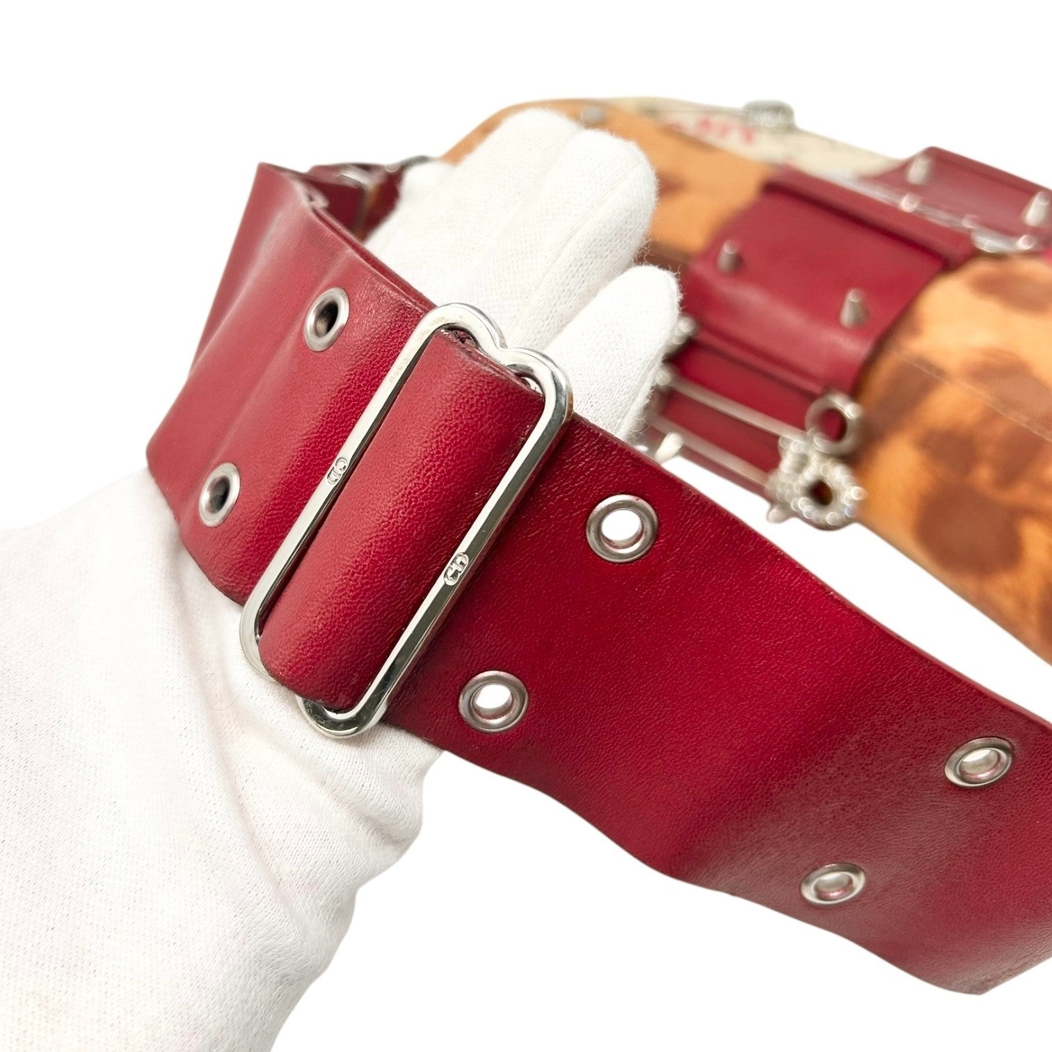 Christian Dior Vintage 2003 Logo Street Chic Columbus Victim Shoulder Bag Red