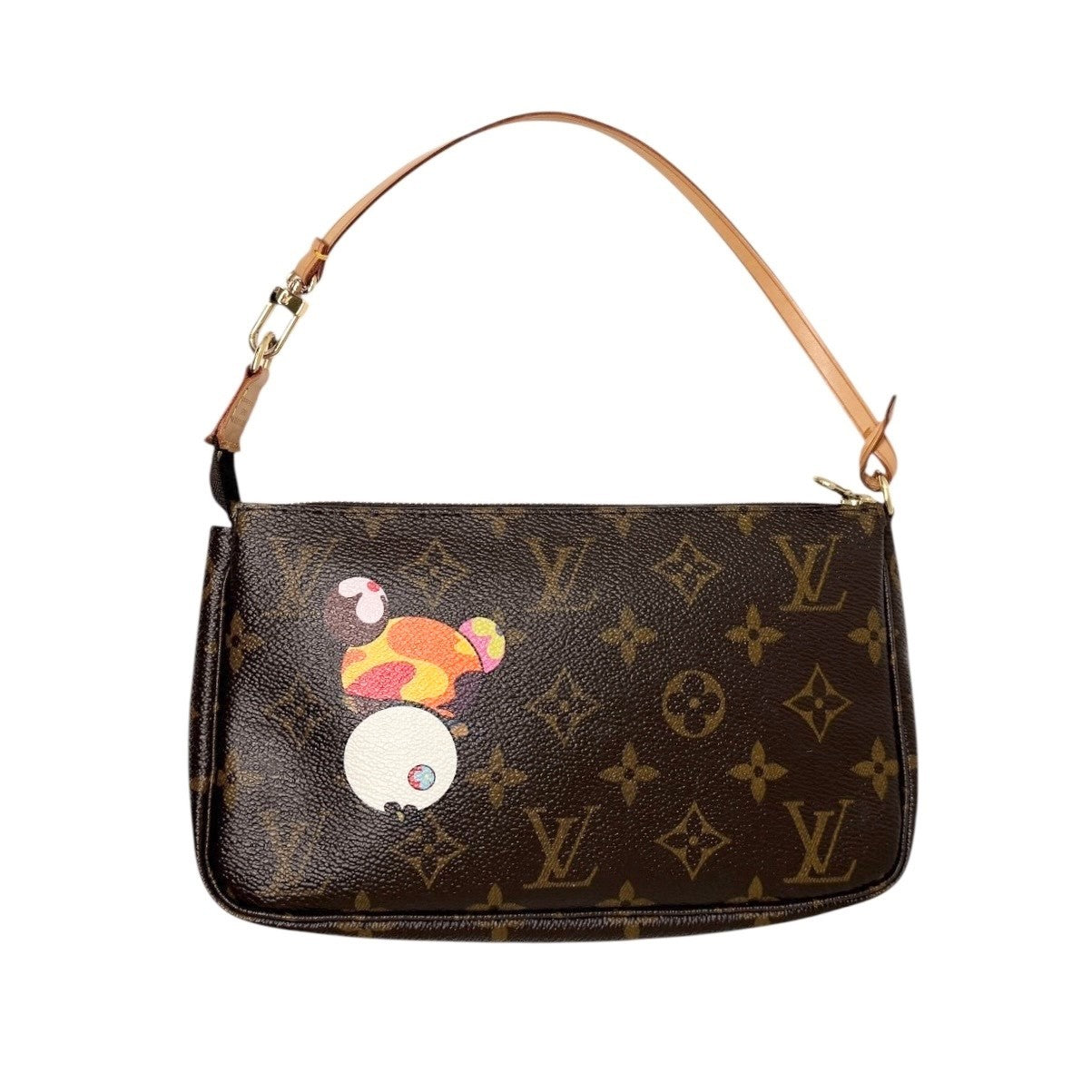 LOUIS VUITTON Vintage 2004 Murakami Monogram Panda Pochette Mini Bag Brown