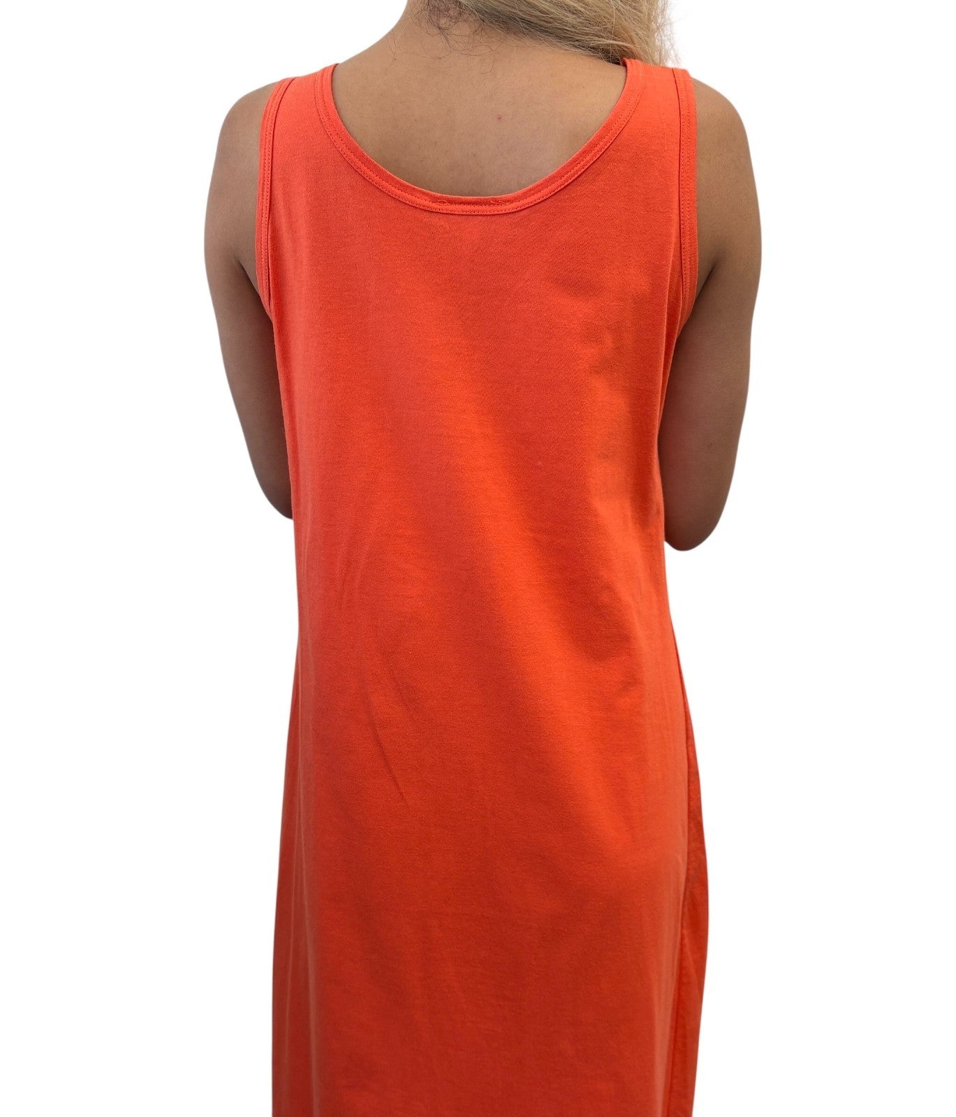 FENDI Vintage FF Logo Embroidered Sleeveless Tank Maxi Dress #38 Orange Cotton