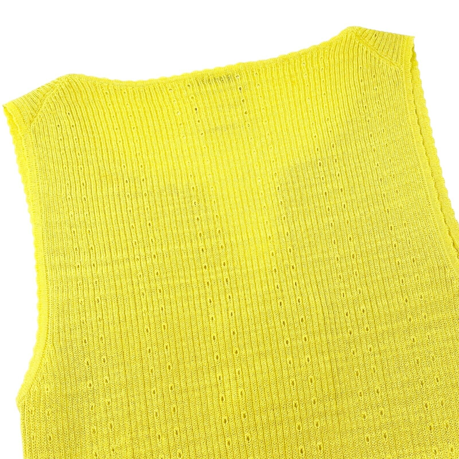 CHANEL Vintage 09P CC Mark Logo Knit Tank Top #38 Yellow Cotton Tunic Rank AB