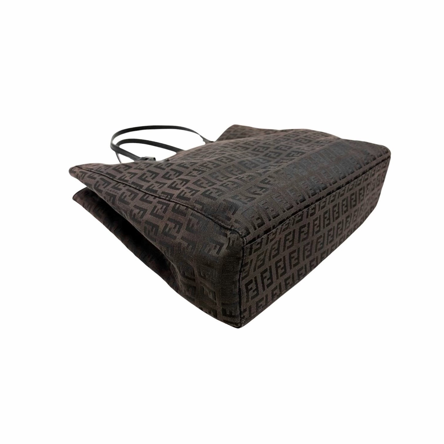 FENDI Vintage FF Logo Zucchino Monogram Tote Hand Bag Brown Black 902444