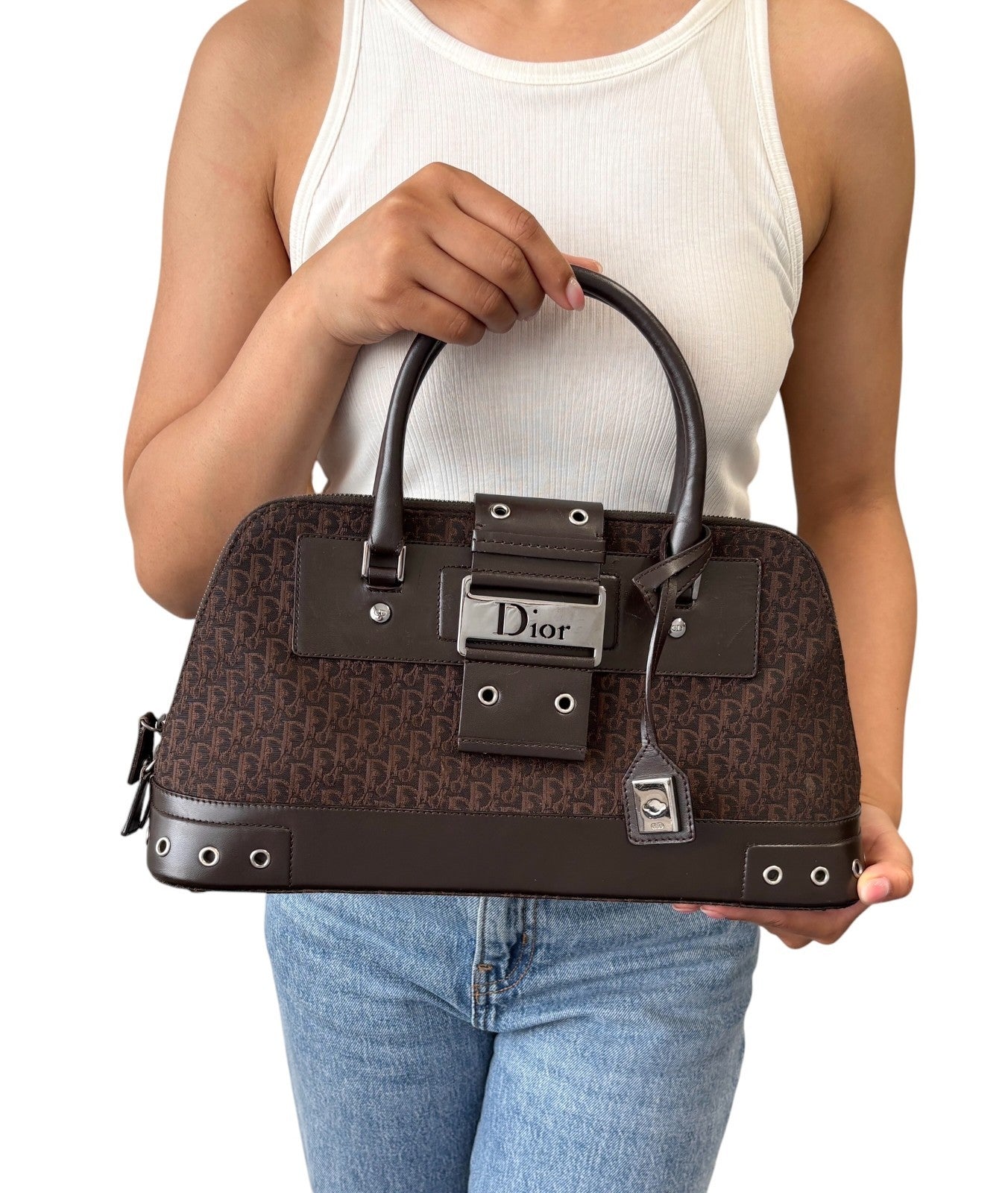 Christian Dior Vintage Trotter Monogram Street Chic Uptown Bag Brown 902077