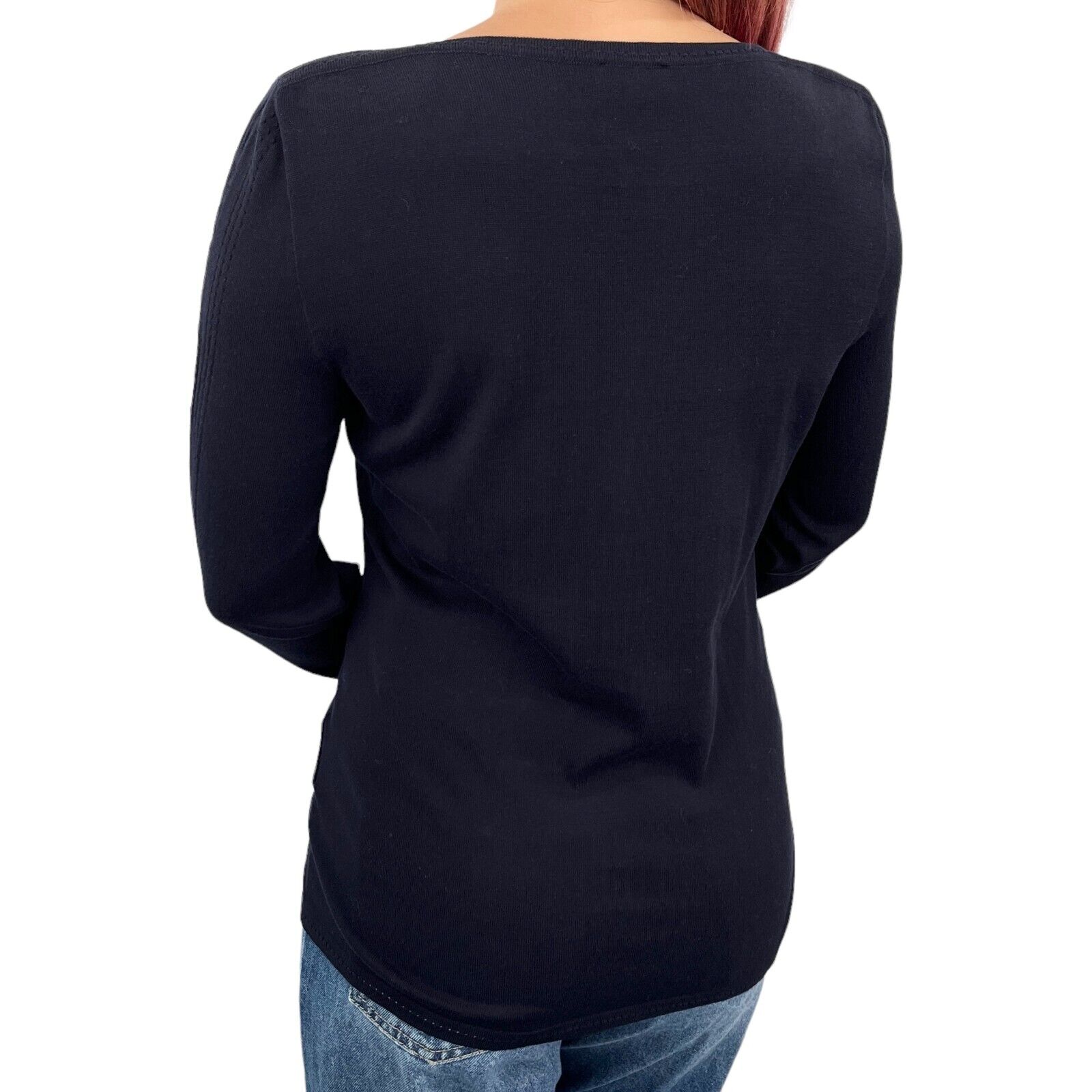 CHANEL Sport Vintage 07C Coco Mark Logo Sweater #38 Dark Blue Cotton RankAB