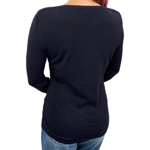 CHANEL Sport Vintage 07C Coco Mark Logo Sweater #38 Dark Blue Cotton RankAB