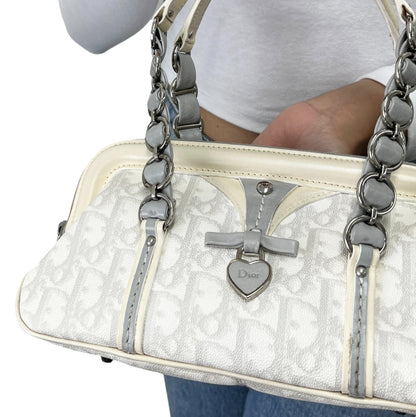Christian Dior Vintage Romantique Trotter Monogram Bag Heart White 902466