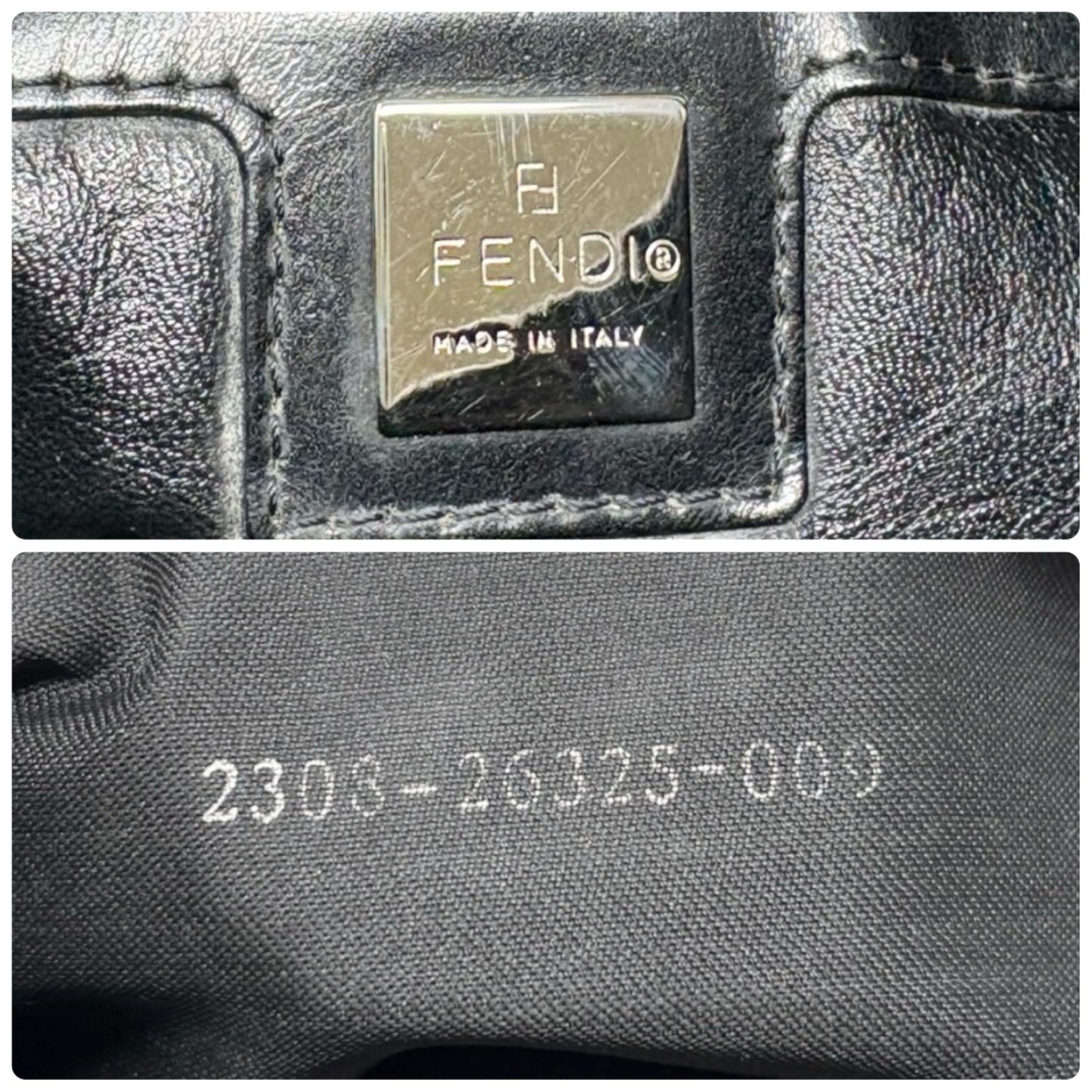 FENDI Vintage Zucca FF Logo Mamma Baguette Shoulder Bag Gray Black Wool