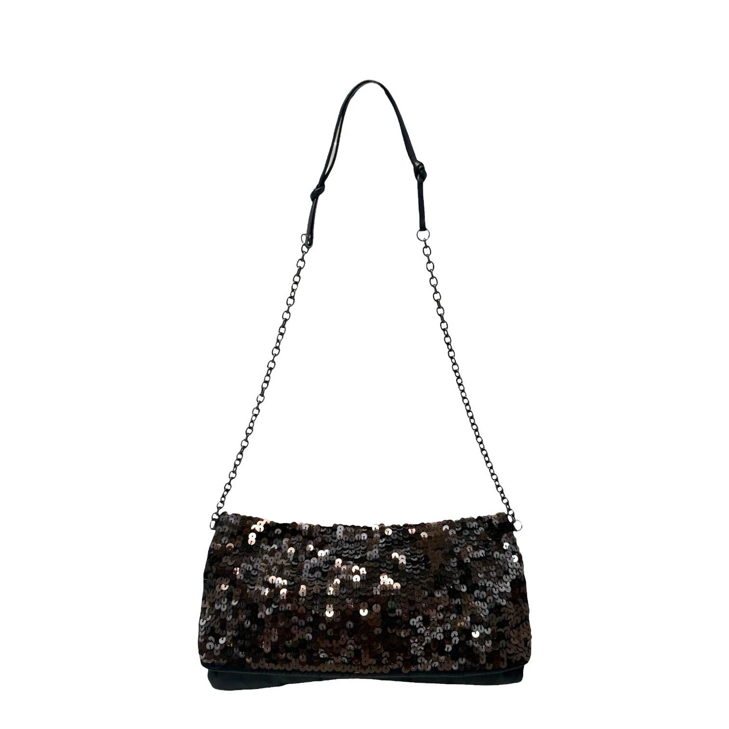 PRADA Vintage Triangle Logo Sequins Shoulder Bag Pochette Handbag Brown 902281