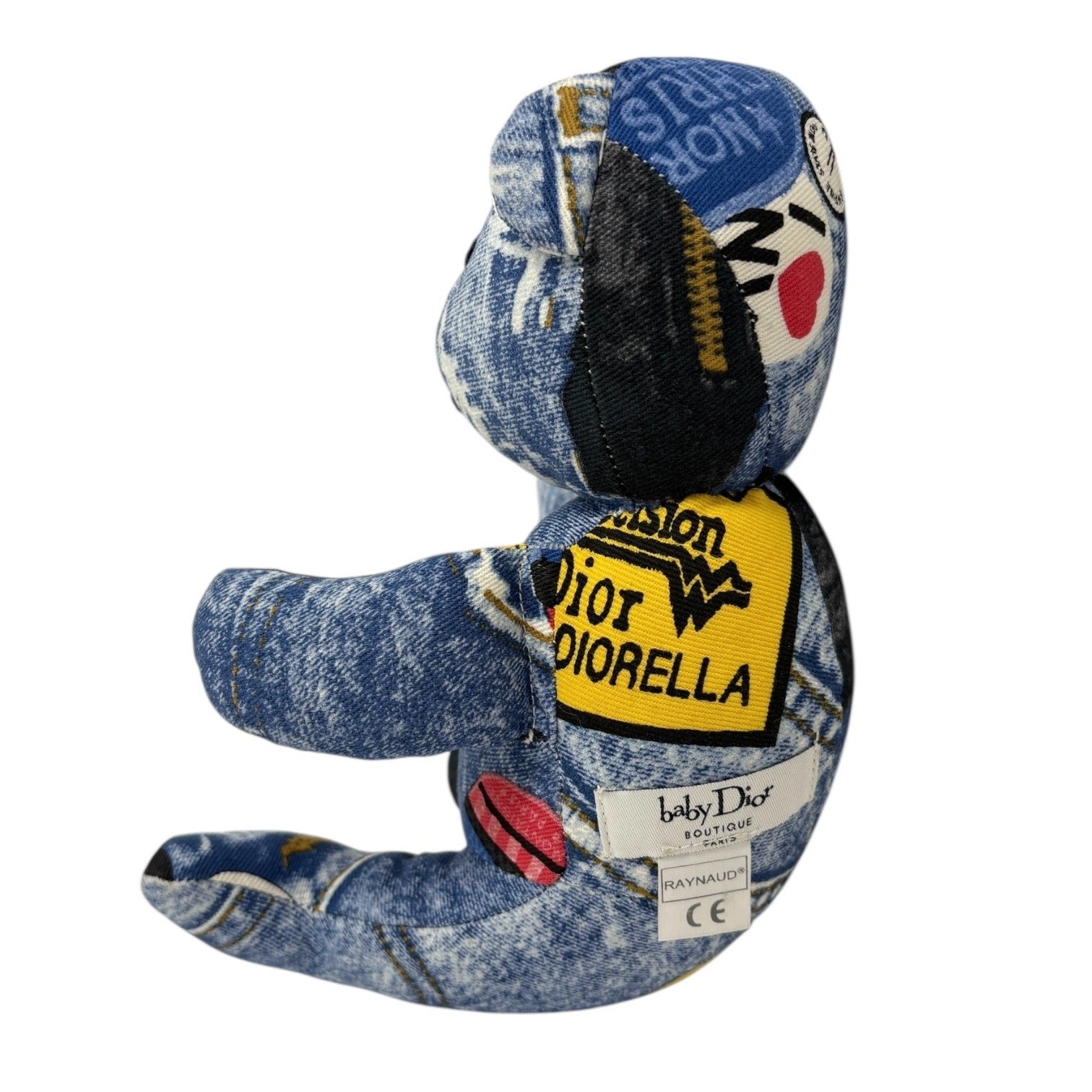 Christian Dior Vintage Baby Dior Teddy Bear Plush Toy Blue Black Cotton