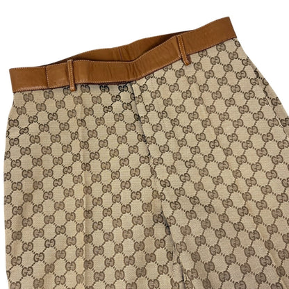 GUCCI Vintage GG Logo Jacquard Canvas Belted Tapered Cropped Pants #38 Beige